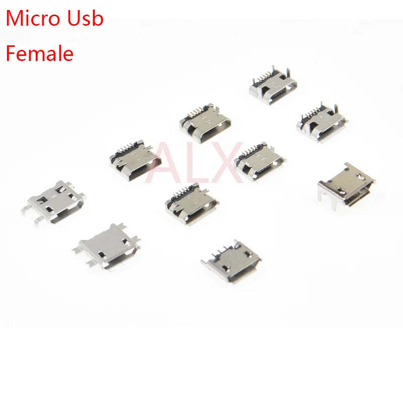 10pcs Micro Usb Female Socket Connector mk/5p 5pin Smd Dip Smt For Mp3 Mp4 Charging