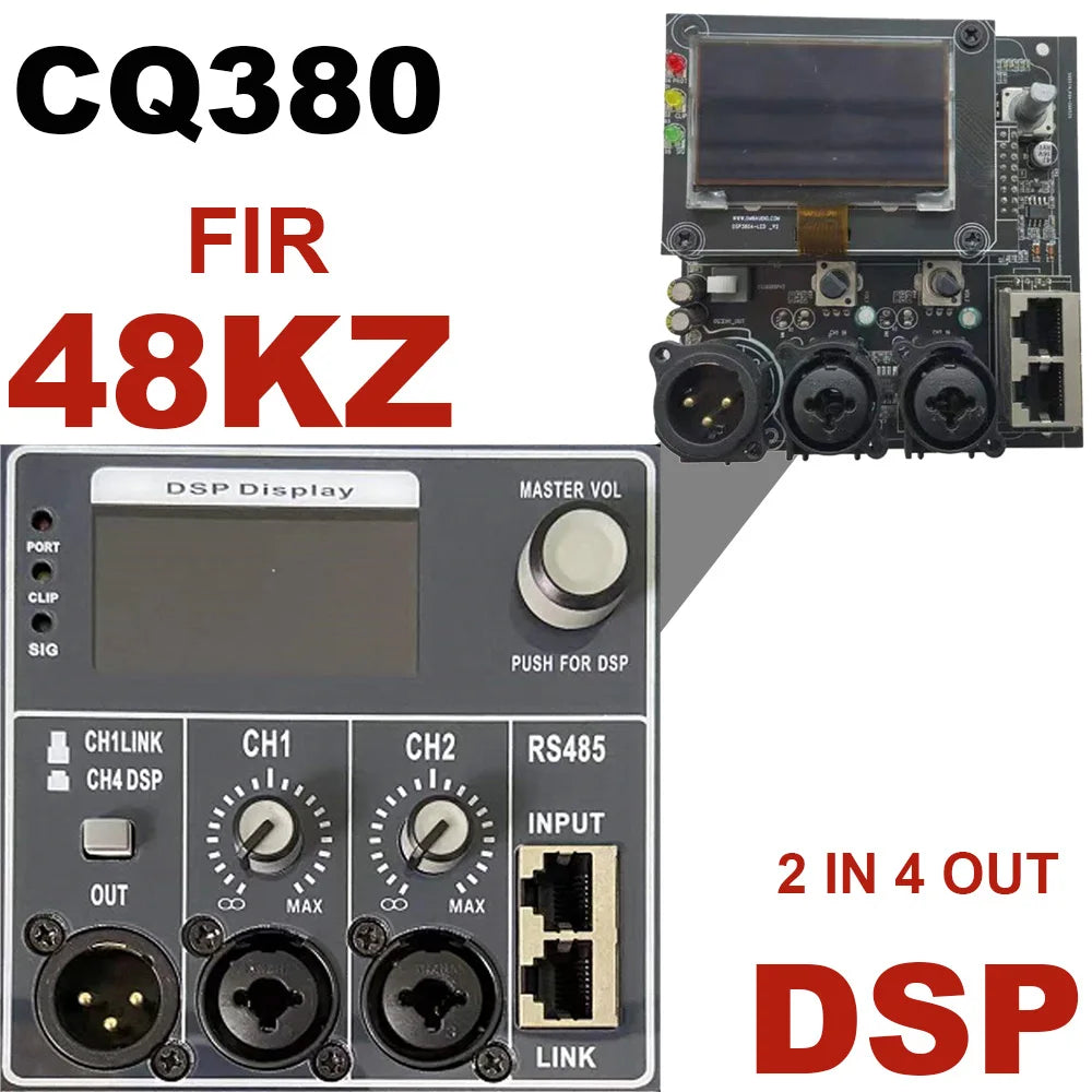 ShennDare CQ380 Digital DSP Module 96kHz 2 In 4 Out Audio Processor FIR Filter for Power Amplifier Speaker Management