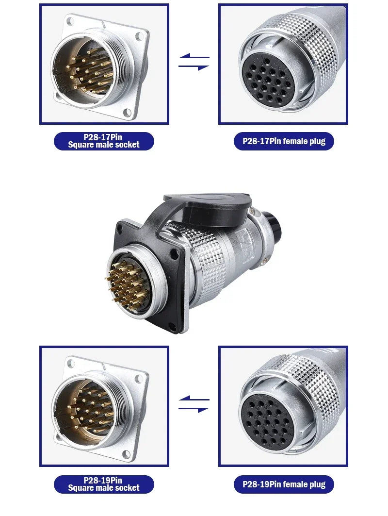PLS28 P28-2/3/4/5/7/8/10/12/16/17/20/24/26 Pin Aviation Connector Plug WS28 Male Female Plug Socket Connector