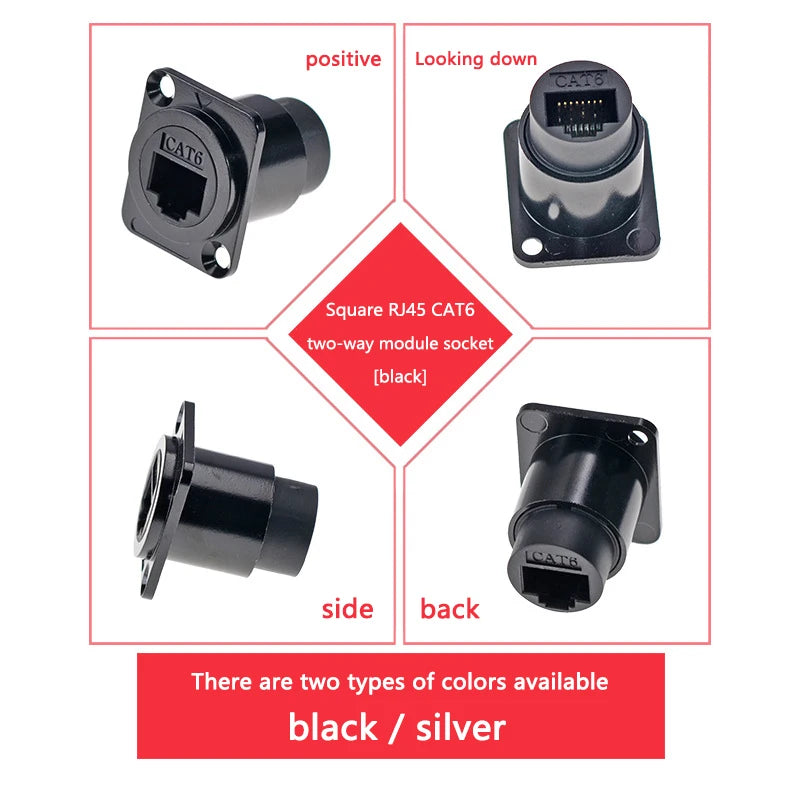 1pc Metal D Type Module RJ45 CAT6&USB 2.0/3.0&Type C&HDMI-Jack Socket Through Network Panel Mounting Electronic Connector
