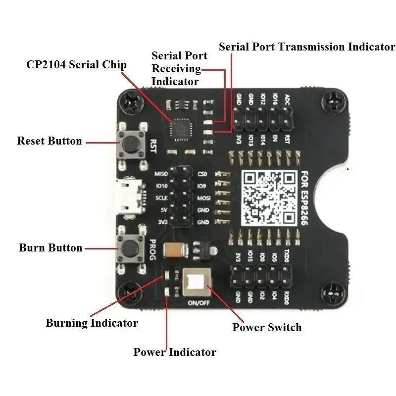 ESP8266 ESP-WROOM-32 ESP32-WROVER Development Board Test Programmer Socket Downloader for ESP-01 ESP-12F ESP-07S ESP-12S ESP32