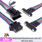 1 Set 2A 3A JST SM Plug DC Magnetic Pogo Pin Connector 2 3 4 5 6 Pin Male Female 2.54 mm Socket Adapter for LED Strip Lamp