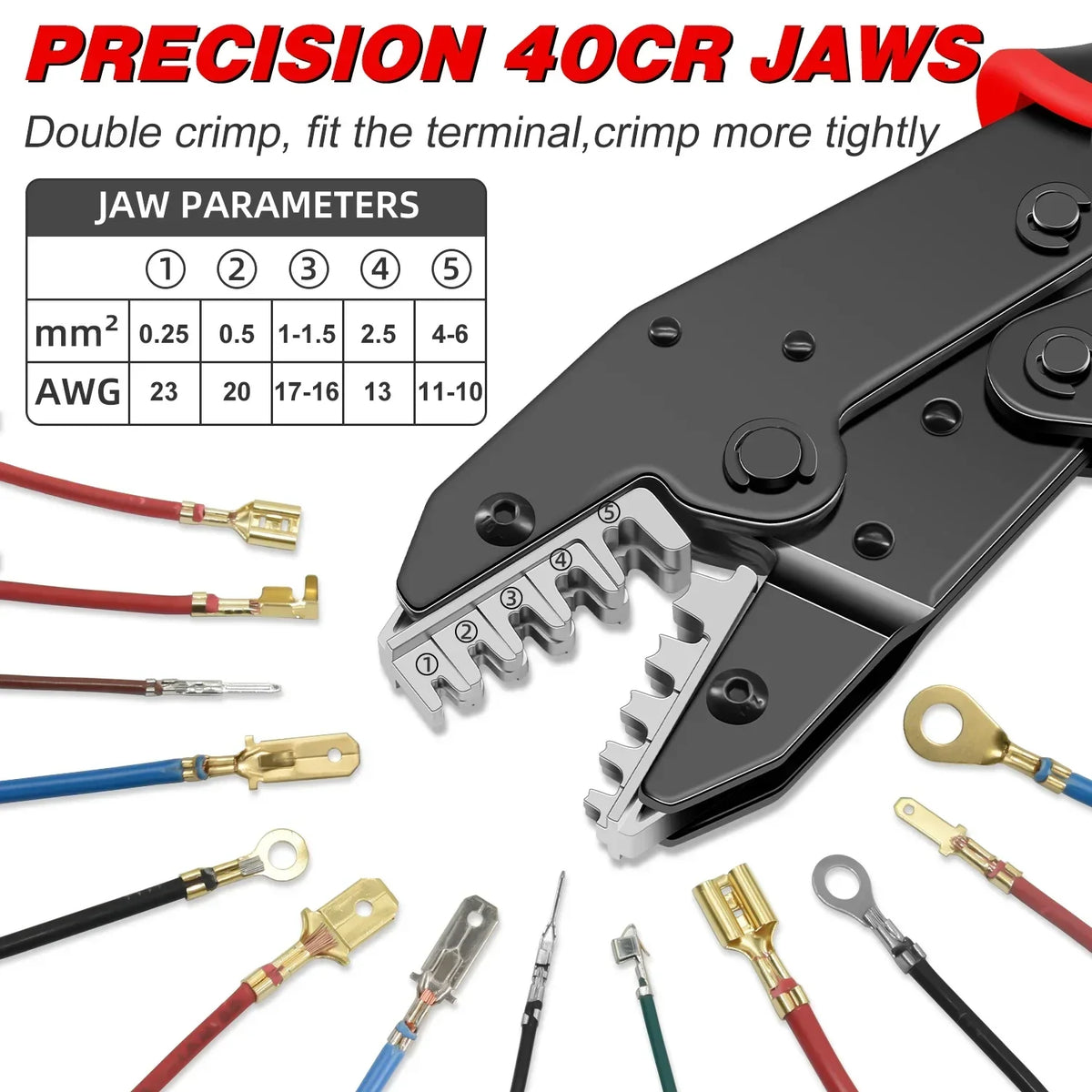 HS-2560 Crimping Pliers for XH2.54/SM2.54/Dupont/3.96/2.8/4.8/6.3/OT Terminals 0.25-6mm² 23-10AWG Connector Hand Crimper Tool