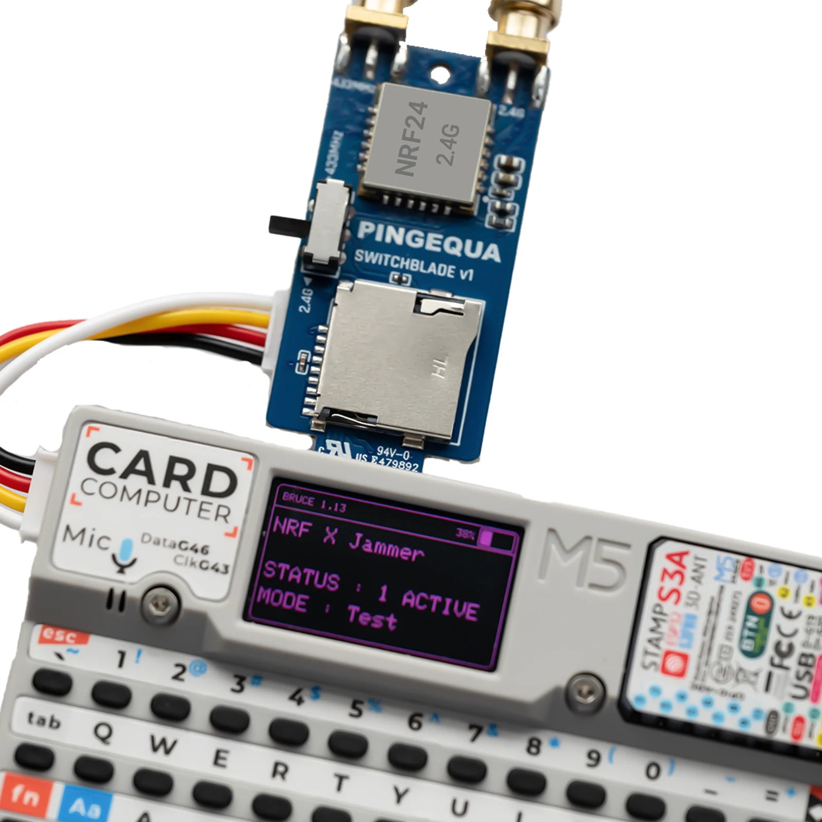 M5Stack Cardputer RF 3-in-1 Board NRF24L01+ PA/LNA & CC1101 Sub-GHz Module with MicroSD Slot, Plug & Play, Grove Cable