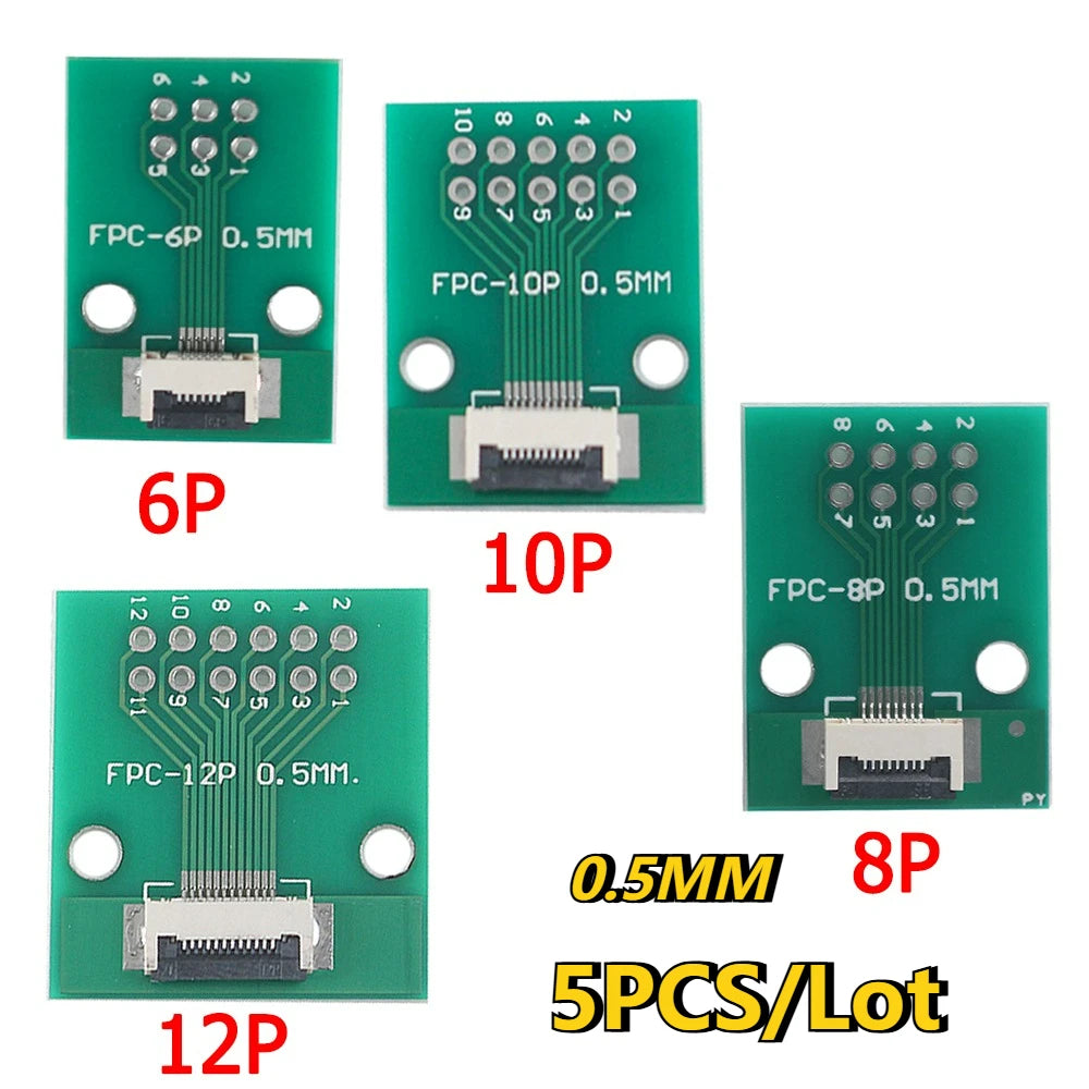5PCS FPC FFC Connector 0.5mm Pitch Conversion Board SMT To 2.54mm 6P/8P/10P/12P/20P Flexible Cable Adapter Board