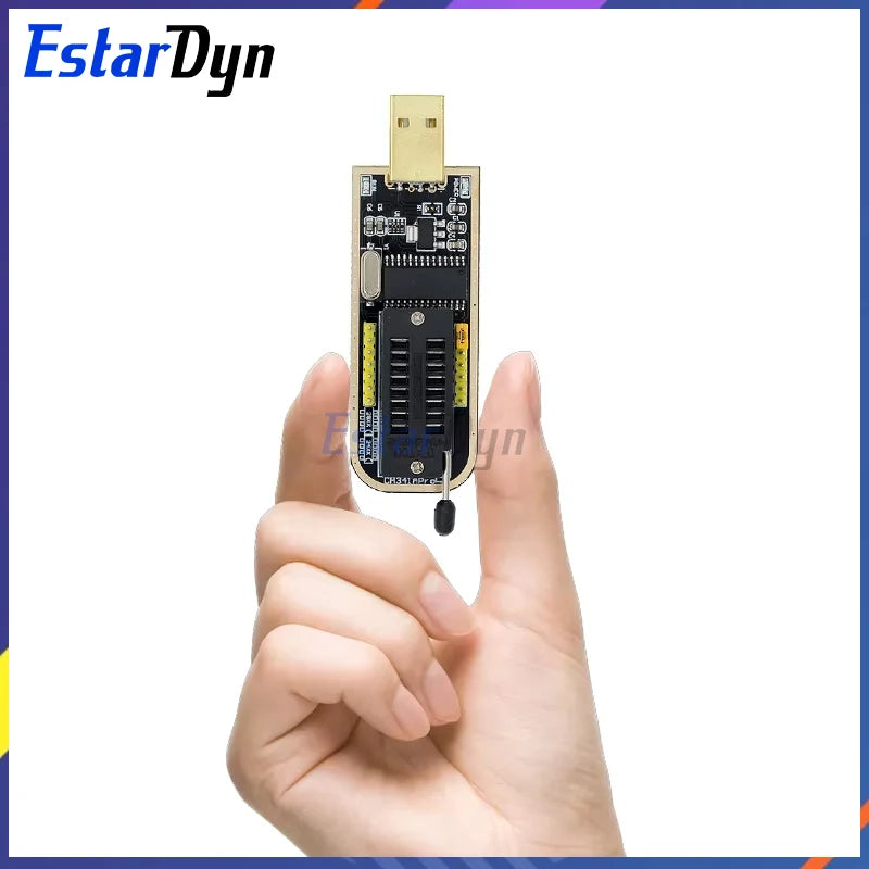 CH341 CH341A/CH341B Programmer 1.8V/3.3V/5V USB EEPROM Flash BIOS Burner for 24CXX/25CXX/93CXX with SOIC8 Test Clip & Adapter