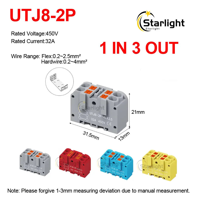 Distribution block PTFIX2.5mm² Wire Electrical Cable Connectors Plug-in Terminal Block  Splitter DIN-Rail Mounting Junction Box