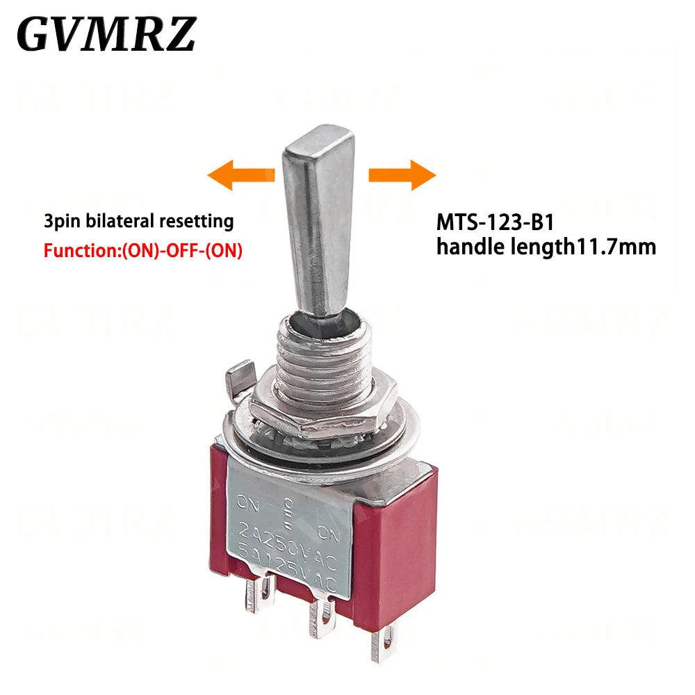 2PCS Flat Handle 6mm Panel Mount Mini Toggle Switch 3/6Pin 2/3 Positions ON OFF ON Locking Momentary RC Model Remote Controlller