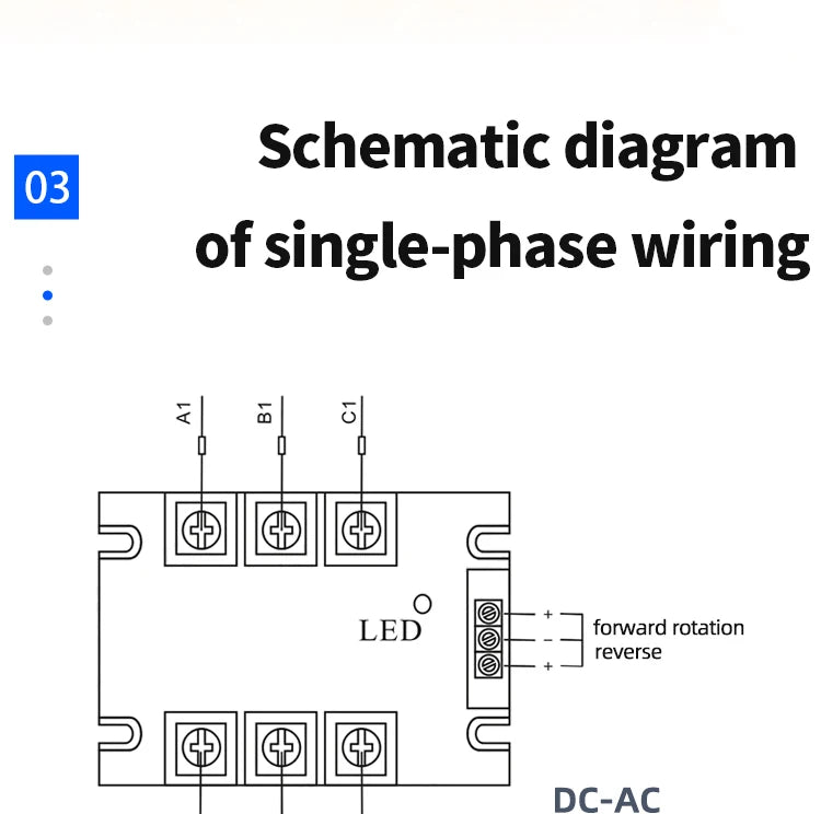 LCTC Three Phase Solid State Relay Forward and Reverse Control Relay DC Motor Stater 10A 25A 40A 60A 80A 10-30VDC 40-480VAC DA