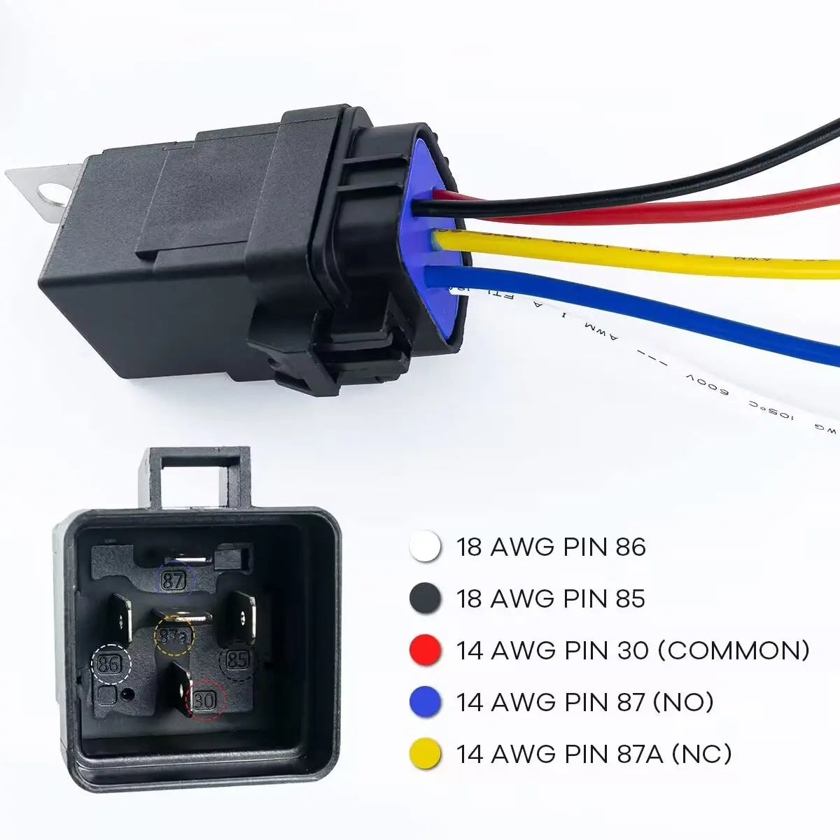 1PCS DC 12 24V 40A 4 5-Pin AMP Waterproof Relay Harness Tinned Copper Wires 5-PIN SPDT For  Boat Auto Fan Car relay With Socket