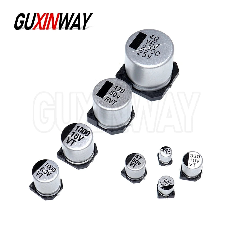 10PCS SMD Aluminum Electrolytic Capacitor 6.3V 10V 16V 25V 35V 50V 1UF 2.2UF 10UF 22UF 47UF 100UF 220UF 470UF 1000UF