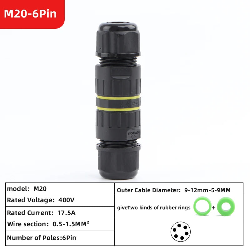 ip68 waterproof connector led connector2/3/4/5/6Pin Adapter terminal Outdoor rain proof of electric wireNo welding for screws