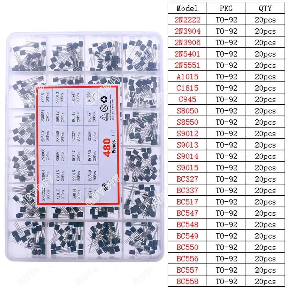 TO92 TO126 TO220 DIP Triode PNP NPN Field-Effect Transistor Assorted Kit Mosfet Thyristor mixed set