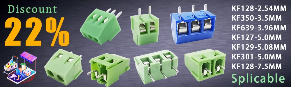 10Pcs KF128 2.54mm PCB Mini Screw Terminal Blocks Connector for Wires KF128-2.54 2P 3P 4P 5P 6P 7P 8P 9P 10P 12P 16P Terminal