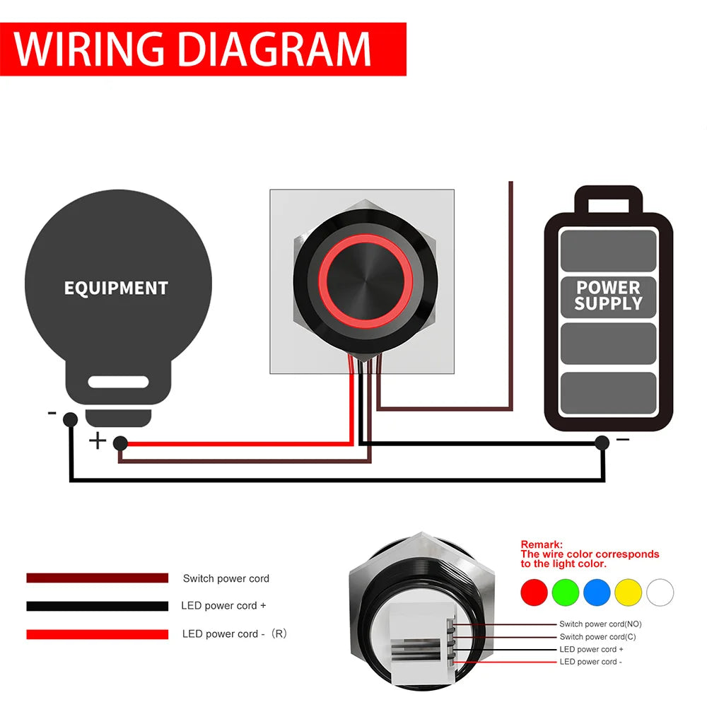 12mm Mini Metal LED Push Button Switch IP67 Waterproof Momentary 5-12-24V Short Stroke Push Button with Quick Connect Terminals