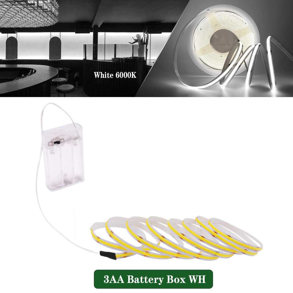 3MM 5MM 8MM COB LED Light Strip 5V 320LEDs PIR Motion Sensor Flexible Night Light USB/AAA Battery Powered Tape 3000K 4000K 6000K