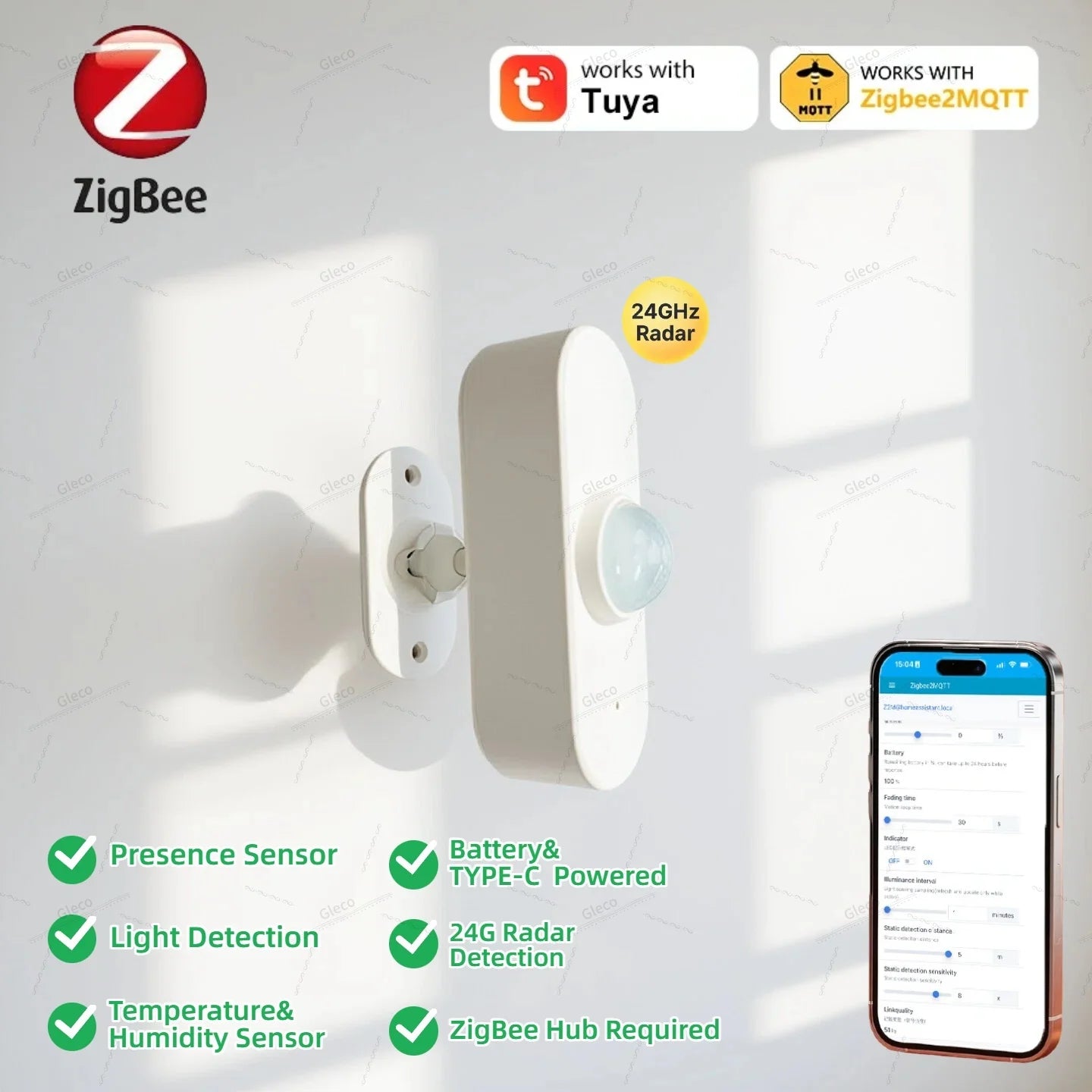 Zigbee /WIFI Human Presence PIR Motion Sensor Luminance Temperature Humidity Detector USB/Battery For Smart Life Tuya Z2M