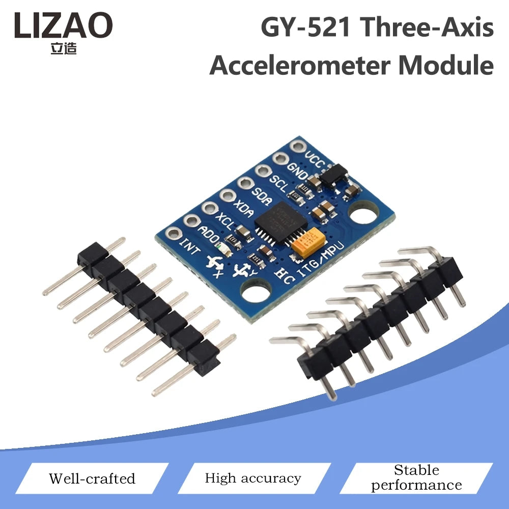 GY‑521 MPU‑6050 Three‑Axis Accelerometer Gyroscope Sensor Module 6DOF 3‑Axis Acceleration Gyro Sensor for Arduino