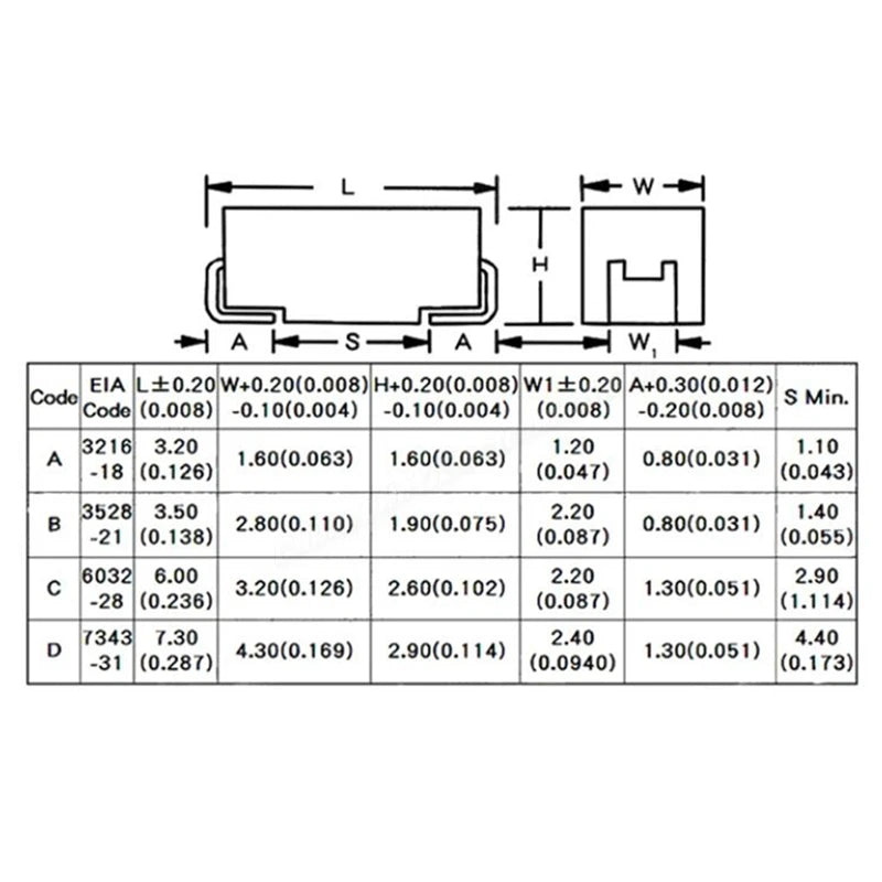 10PCS Tantalum Capacitor A B C D Type 6.3V 10V 16V 25V 35V 50V 4.7/6.8/10/15/22/33/47UF 100UF 150UF 220UF 330UF 470UF 680UF 106