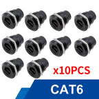10Pcs Metal D‑Type Panel Mount Socket RJ45 CAT6 HDMI USB3.0 Straight Through Network Connector Module Round Panel Mount Adapter