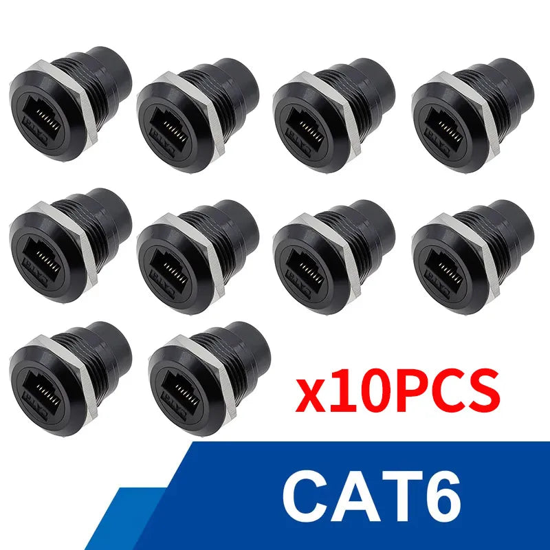 10Pcs Metal D‑Type Panel Mount Socket RJ45 CAT6 HDMI USB3.0 Straight Through Network Connector Module Round Panel Mount Adapter