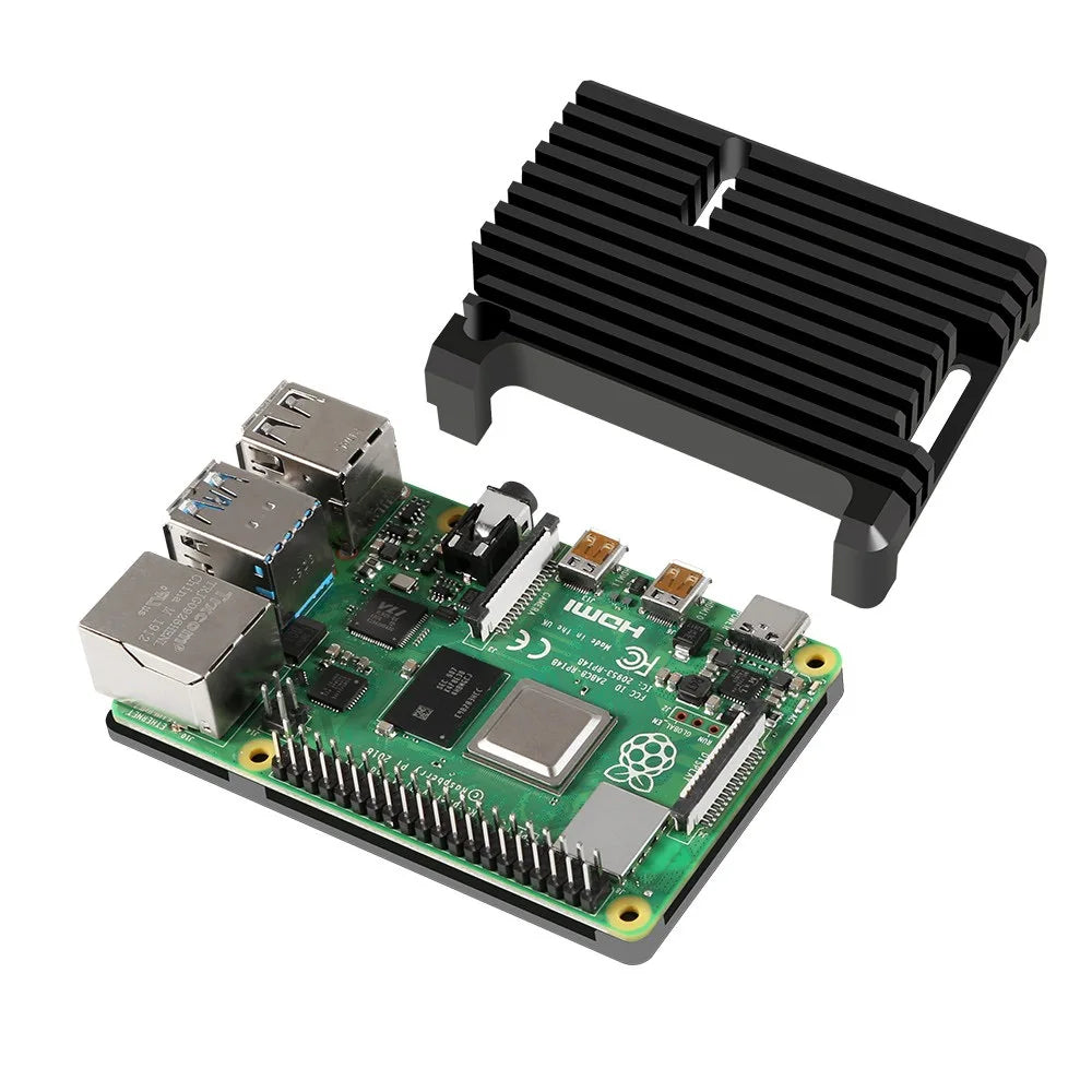 Armor Aluminum Case for Raspberry Pi 4 Model B, Auto Cooling Metal Case with Heatsink Thermal Adhesive for Raspberry 4B