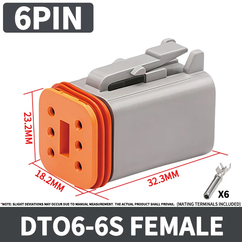 DT13 Series  Waterproof  Automotive PCB Right-Angle Header Connector 2/3/4/6/8/12Pin Male/Female Kit for Car Truck Bus Marine