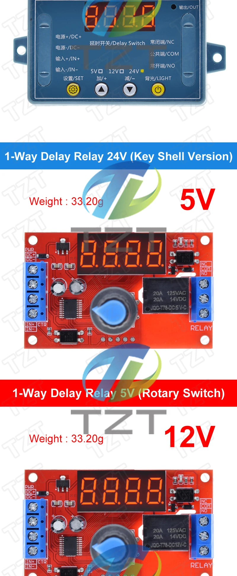 DC 5V 12V 24V 10A Adjustable Time Delay Relay Module 32 Modes LED Digital Timming Trigger Timer Control Switch Pulse Cycle
