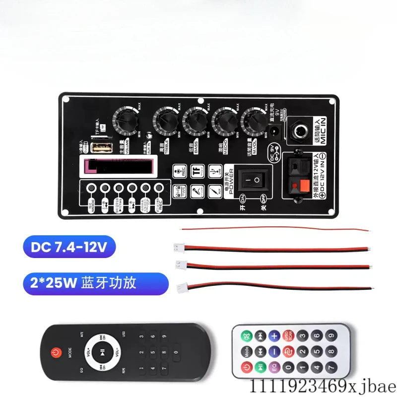 T01 DC 7.4-12V MP3 Bluetooth 5.3 Amplifier Decoder Board Car 2*25W Audio Decoding Board Support Bluetooth Call Microphone