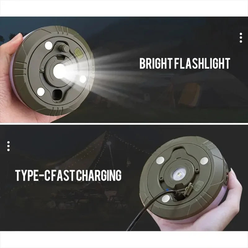 4-in-1 Camping Light LED Reel String Lights Outdoor USB Camping Lamp Recyclable LED Night Light For Garden Tent Room Decor