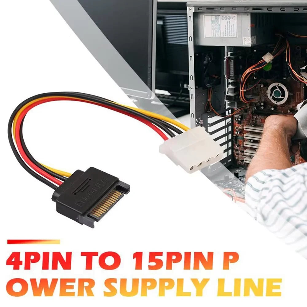 4 Pin Molex IDE To 15 Pin SATA Power Cable Male To Female SATA Extension Cord Hard Drive Disk Power Supply Cable Adapter For PC