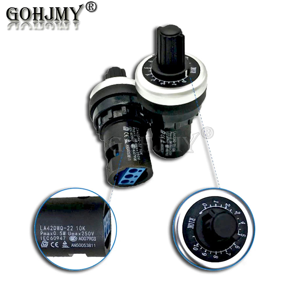 LA42DWQ-22 1K 2K 5K 10K 20K 50K 100K 200K 22mm Diameter Pots Rotary Potentiometer Converter Governor Inverter Resistance Switch
