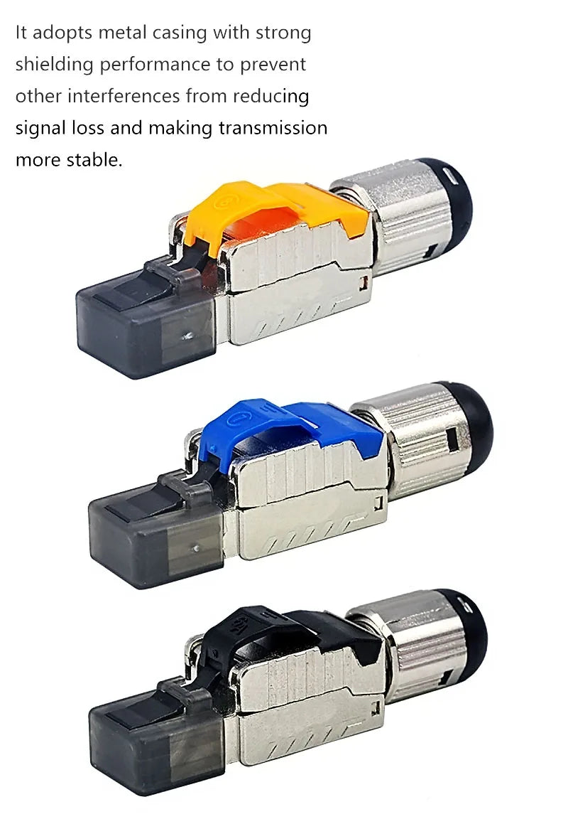 2/6/10Pcs RJ45 CAT6A Cat7 CAT8 Connectors Tool-Free Zinc Alloy Shielded 10G Ethernet Termination Plugs for 23AWG SFTP Cables
