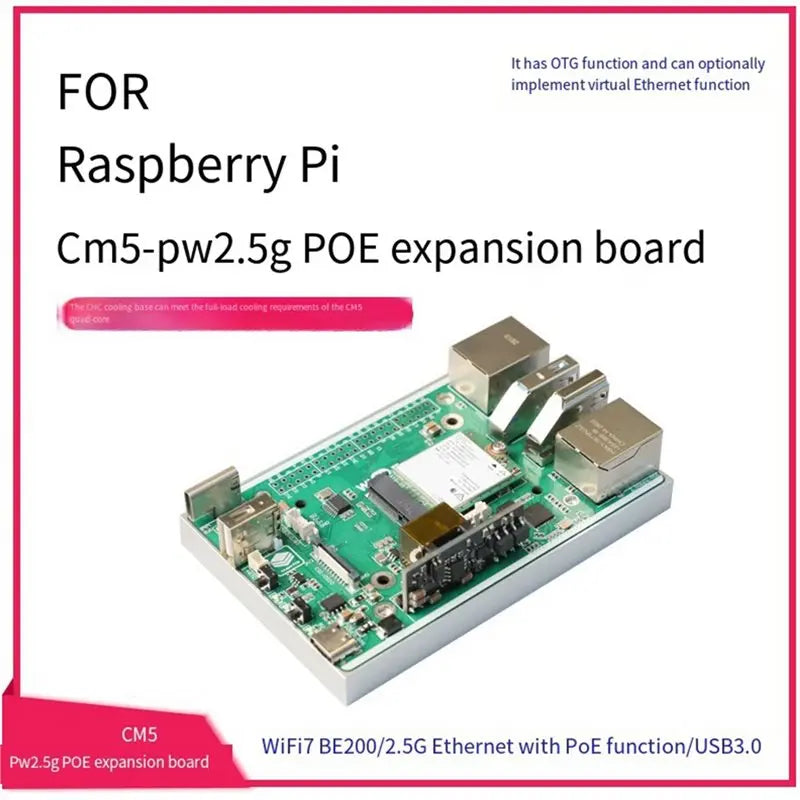 Hot Selling-For Raspberry Pi CM5 PW2.5G-POE Expansion Board Wifi7 BE200 Poe-2.5G Ethernet CNC Support,For Raspberry Pi CM5