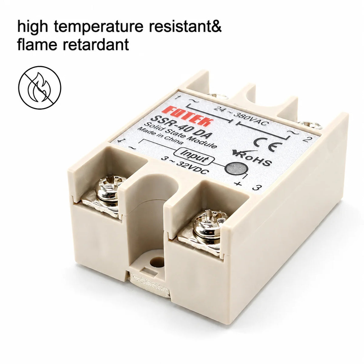 Solid State Relay SSR DA Single Phase 10A 25A 40A 60A 80A 100A 3-32VDC Input 24-380VAC Output for PID Temperature Control