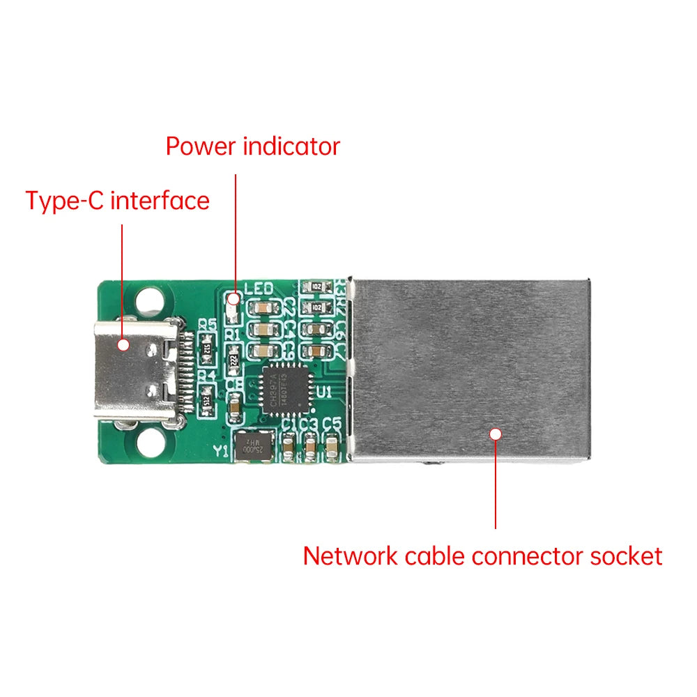 USB /Pin header/ Type C to RJ45 Ethernet Interface Module CH397A Module USB to Ethernet Interface Module USB to RJ45