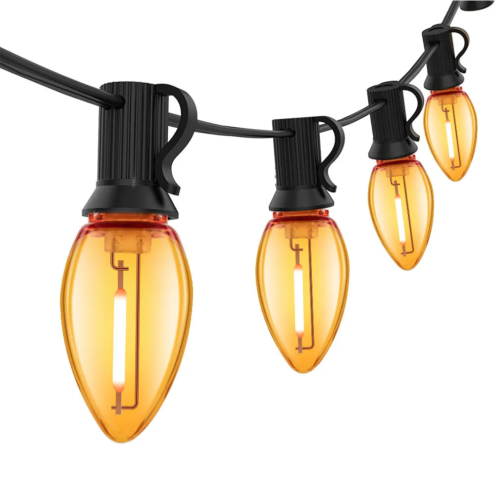 Colorful Outdoor String Lights C7 Shatterproof Replacement Bulbs 1W E12 Base RGB Waterproof Garland for Party Garden Decorations