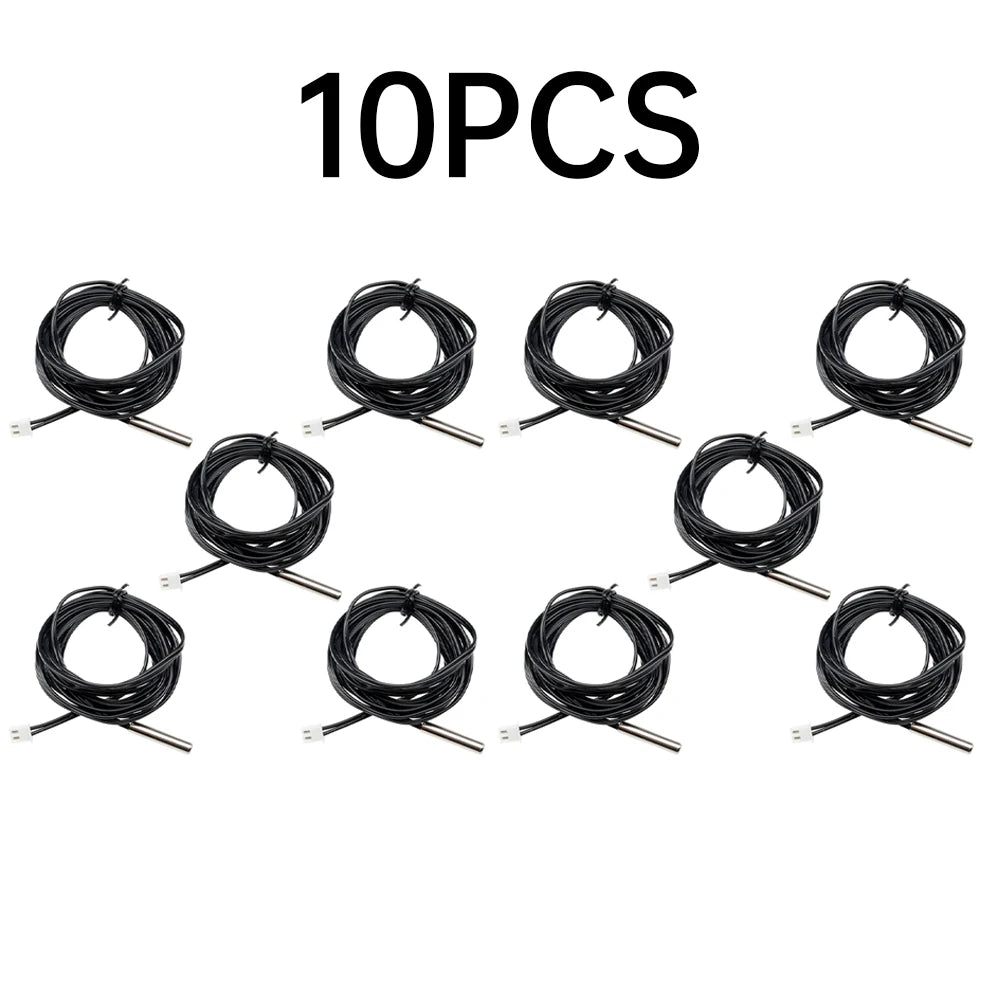 10/1pcs NTC 10K 1% 3950 Thermistor Temperature Sensor Waterproof Probe Cable 2M Temperature Sensing Wire For Arduino W1209 W1401