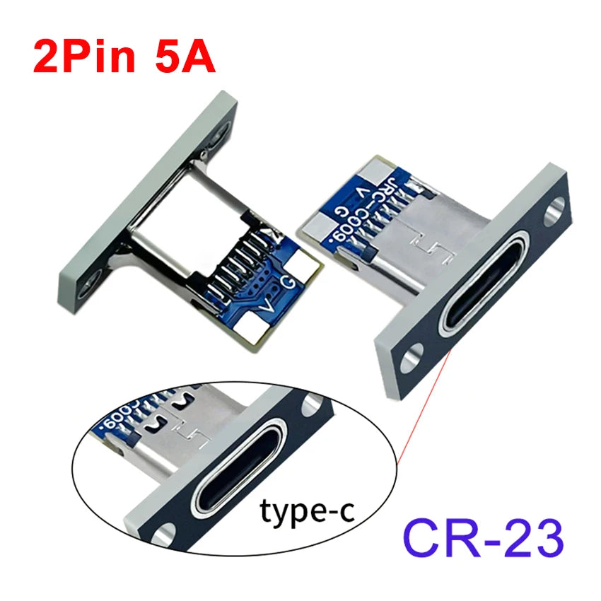 1-10pcs USB 3.1 Type C Socket With Screw Fixing Plate Type-C USB Jack 3.1 Type-C 2Pin 4Pin 5Pin 6Pin Female Connector Jack