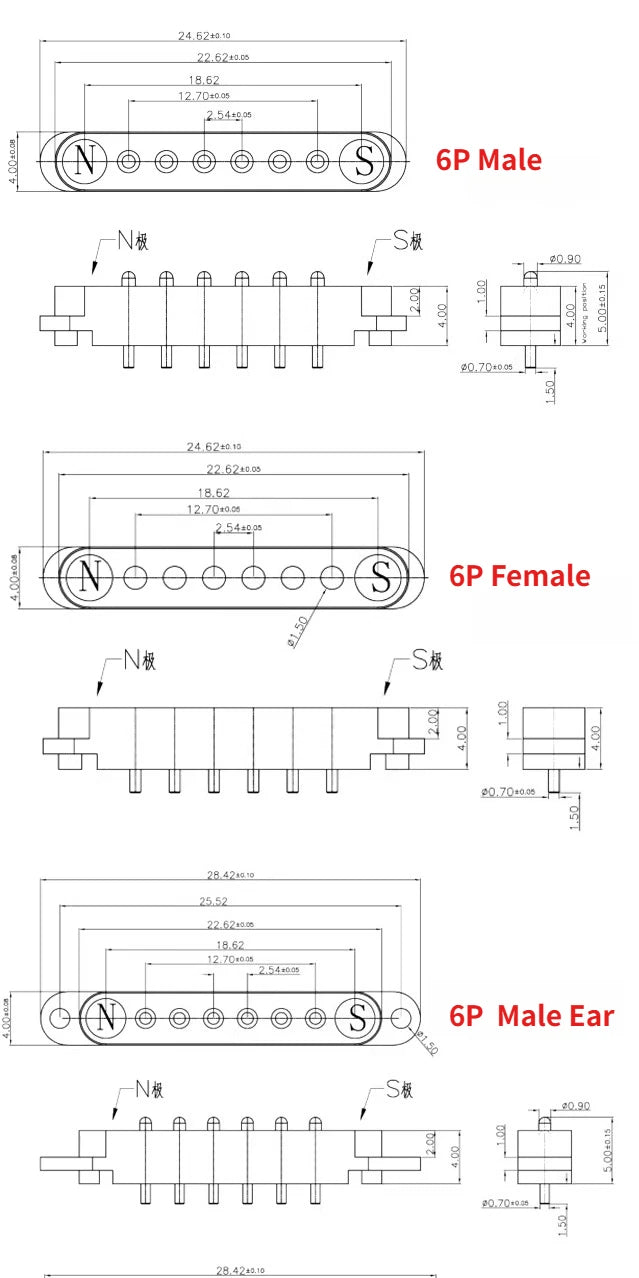 1/5Set 2A DC Magnetic Pogo Pin Connector 2Pin 3Pin 4 5 6 7 8 9 Pin Pogopin Male Female Spacing 2.5/2.80mm Spring Loaded Socket