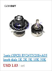 LA42DWQ-22 1K 2K 5K 10K 20K 50K 100K 200K 22mm Diameter Pots Rotary Potentiometer Converter Governor Inverter Resistance Switch