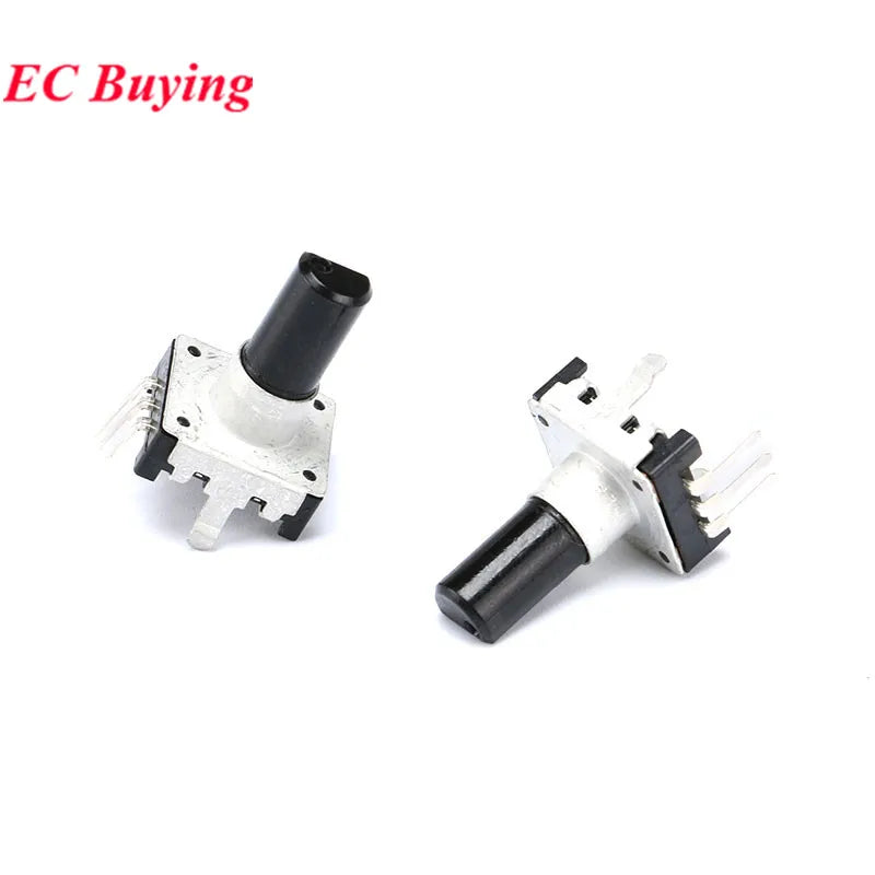 5Pcs/1pc Rotary Encoder EC11 EC12 EC16 15mm 20mm Half Plum Axis Handle Length Code Switch Digital Potentiometer with Switch 5Pin
