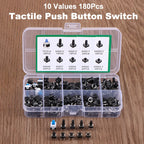 180 Pcs Tactile Push Button Switch Kit  - 6mm/7mm SMD & THT Momentary Tact Switch Assortment, Electronic Components DIY Repair