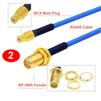 1PCS SMA to MCX RG405 Cable SMA/ RP-SMA Male Female to MCX Male Straight/Right Angle Plug 086 Pigtail 50Ω High Frequency Jumper