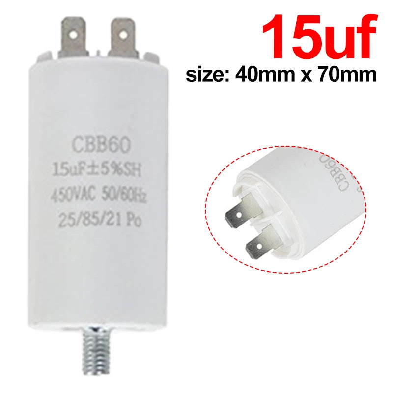 CBB60 Washing Machine Pump Starting Capacitor:4uf,5uf,6uf,8uf,10uf,12uf,14uf,15uf,20uf,25uf,30uf,35uf,40uf,45uf,50uf,60uf 450VAC