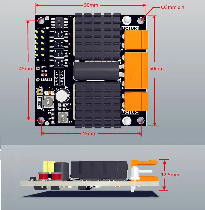 12V 24V 12A Dual Channel DC Brush Motor Drive Module H Bridge PWM Beyond L298N BTS7960