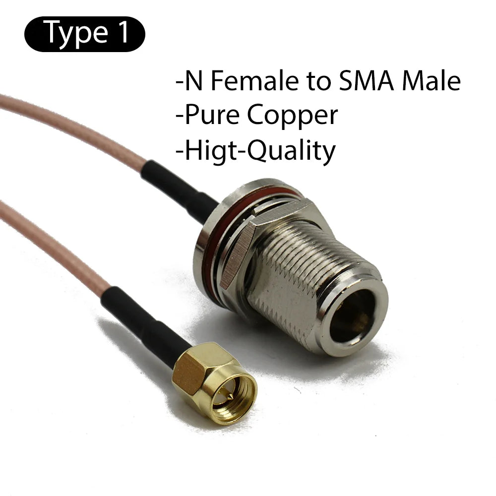 RG316 Cable N Female To SMA Male Extension Conncetor N Type L16 To RPSMA Crimp for RG-316 Pigtai Low Loss Coax Copper Brass