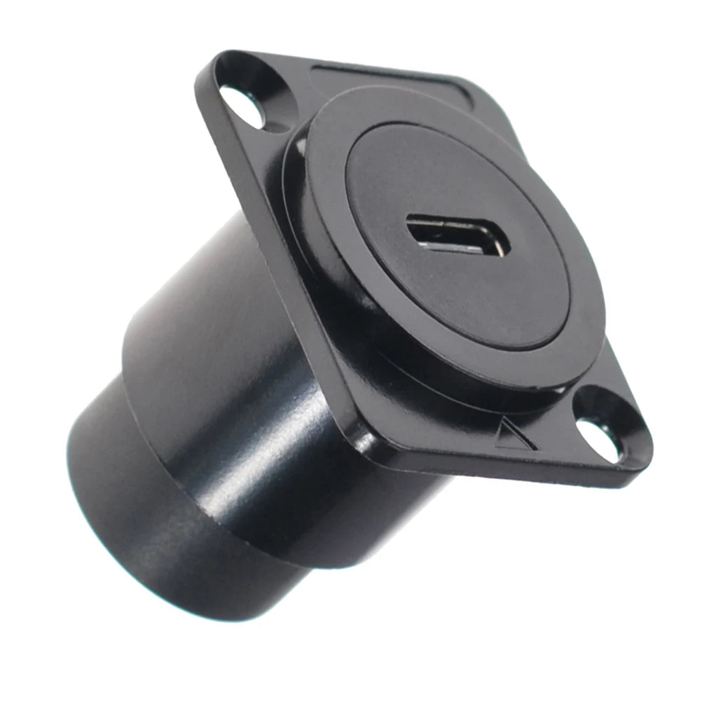 1 PCS Metal Panel Mount USB Type-C Connectors, Round & D-Type Module Through-Panel Electronic Socket for DIY & Industrial Use