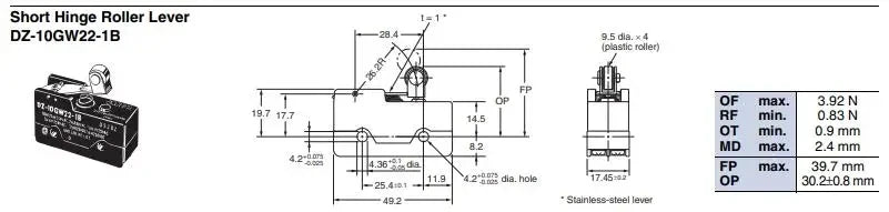 Authentic Original Omron DZ-10GW-1B DZ-10GV2-1B DZ-10GW2-1B DZ-10GW22-1B Special-purpose Basic Switch