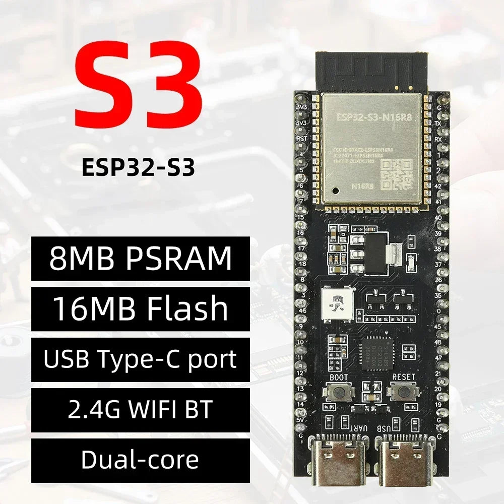 ESP32 S3 DvKitC 1 WiFi BT Development Board Module Cp2102 Onboard Esp32 S3 N16R8 Module 44Pin Type C